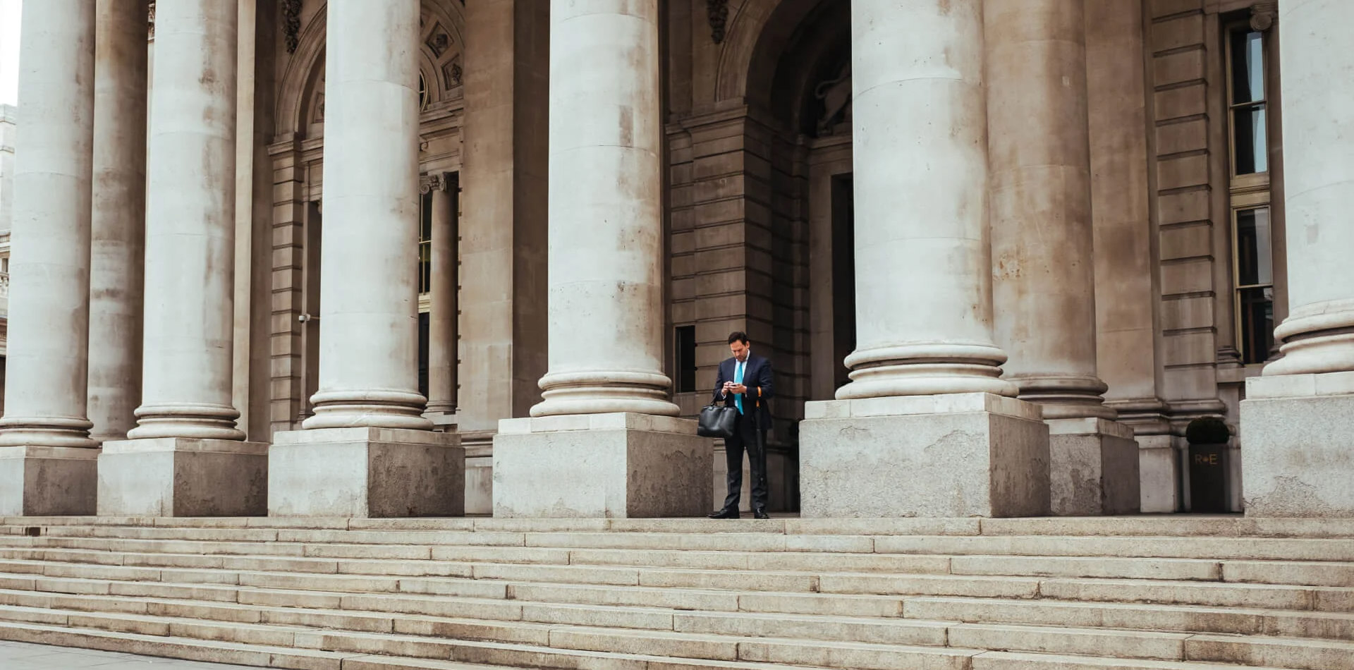 Lawyer in front of a court building